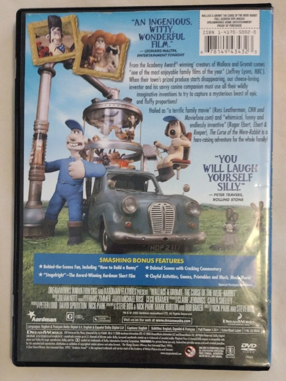 Dreamworks Wallace & Gromit DVD — Blue and Yellow Artwork